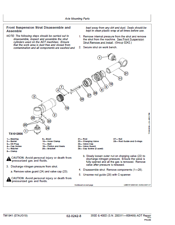 John Deere 350D, 400D Dump Truck Technical Manual (DW & BELL – S.N. 200311—201811) Workshop Guide
