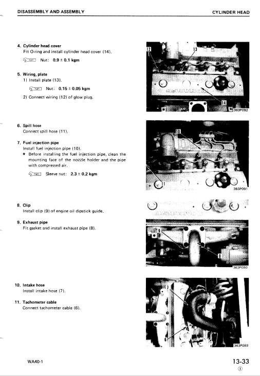 Komatsu WA40-1 Wheel Loader Service Manual Workshop Guide