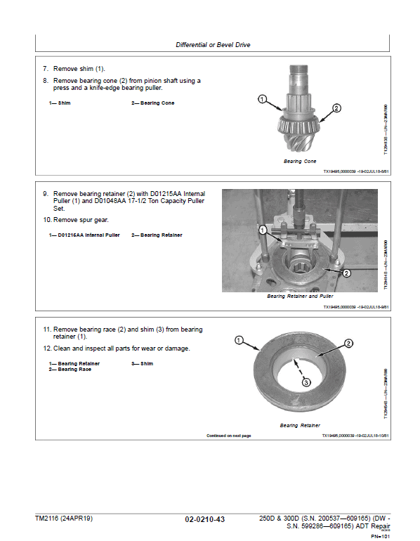 John Deere 250D, 300D Dump Truck Technical Manual (DW & BELL – S.N. 200537—201811) Workshop Guide