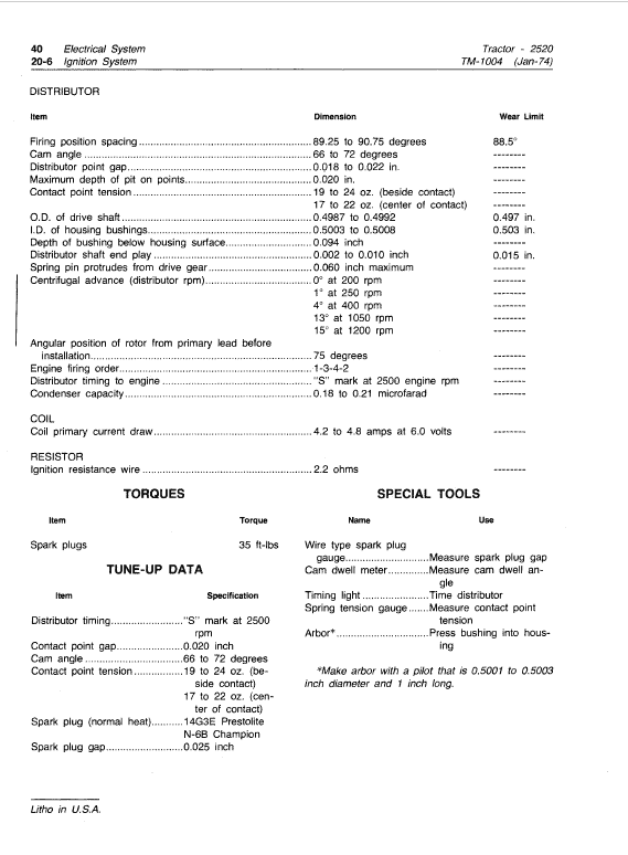 John Deere 2520 Row Crop and Hi-Crop Tractors Technical Manual Workshop Guide