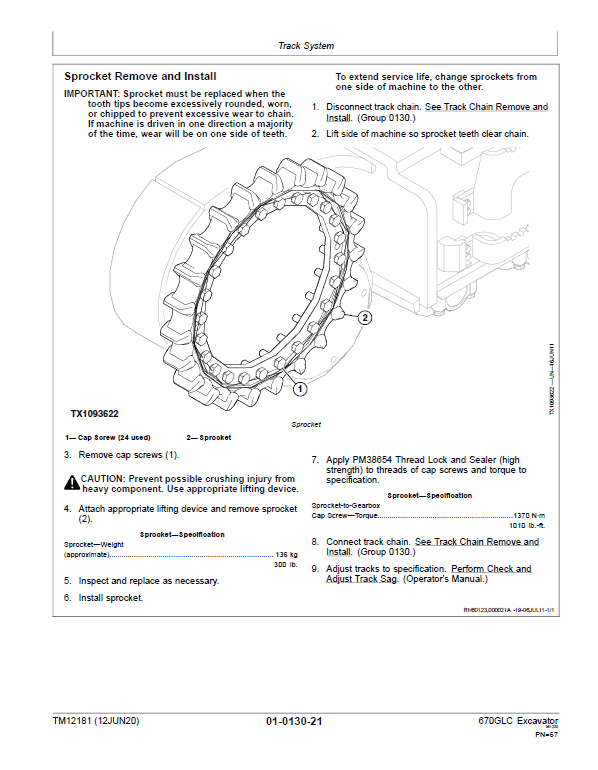 John Deere 670GLC Excavator Repair Technical Manual (S.N after E670001 -) Workshop Guide