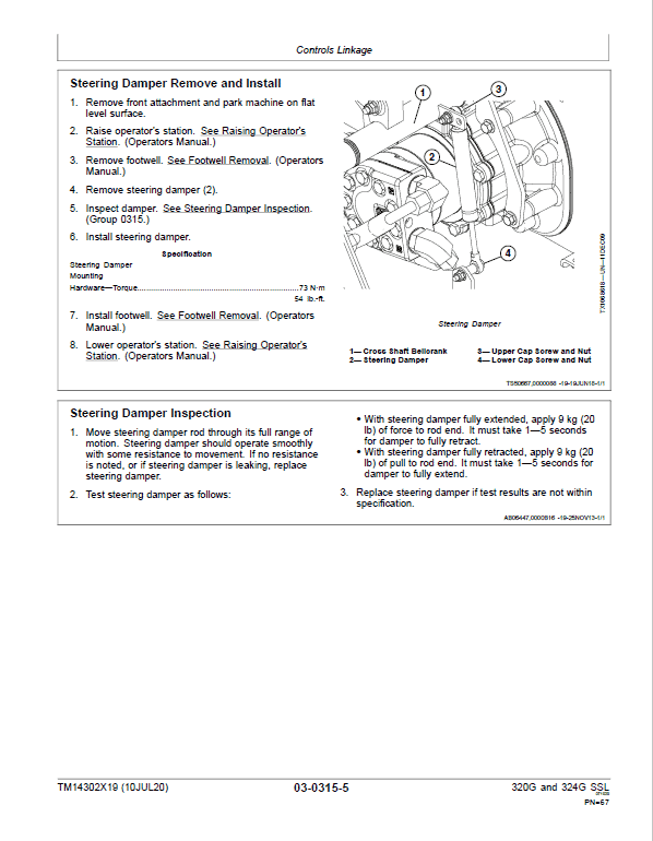 John Deere 320G, 324G SkidSteer Loader Technical Manual (Manual Controls – S.N after G328658 ) Workshop Guide