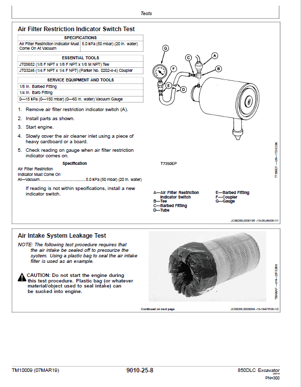 John Deere 850DLC Excavator Repair Technical Manual Workshop Guide