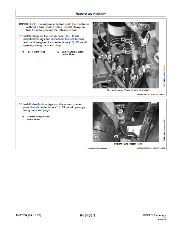 John Deere 180GLC Excavator Repair Technical Manual (S.N after E020001 -) Workshop Guide