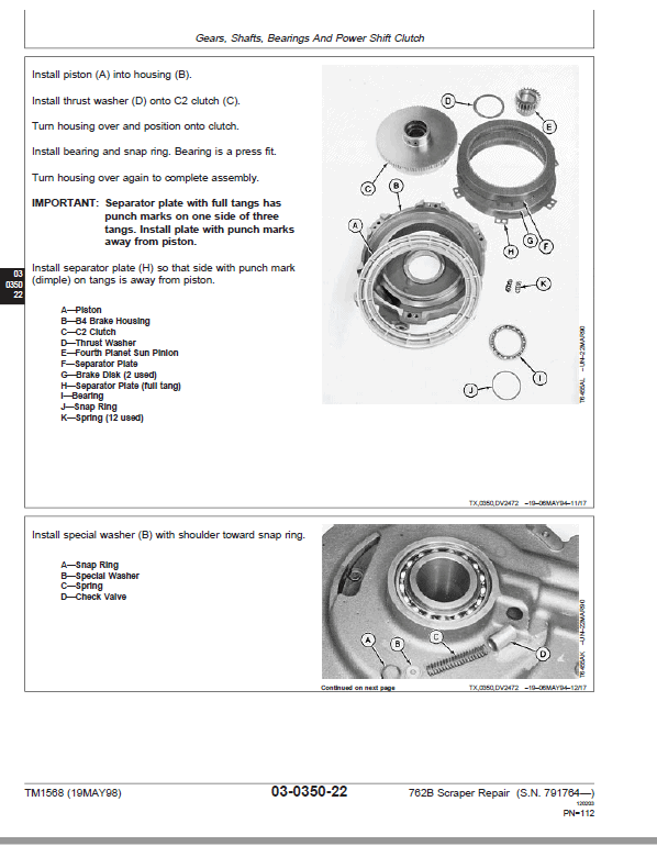 John Deere 762B Scraper Repair Technical Manual (S.N after 791764) Workshop Guide