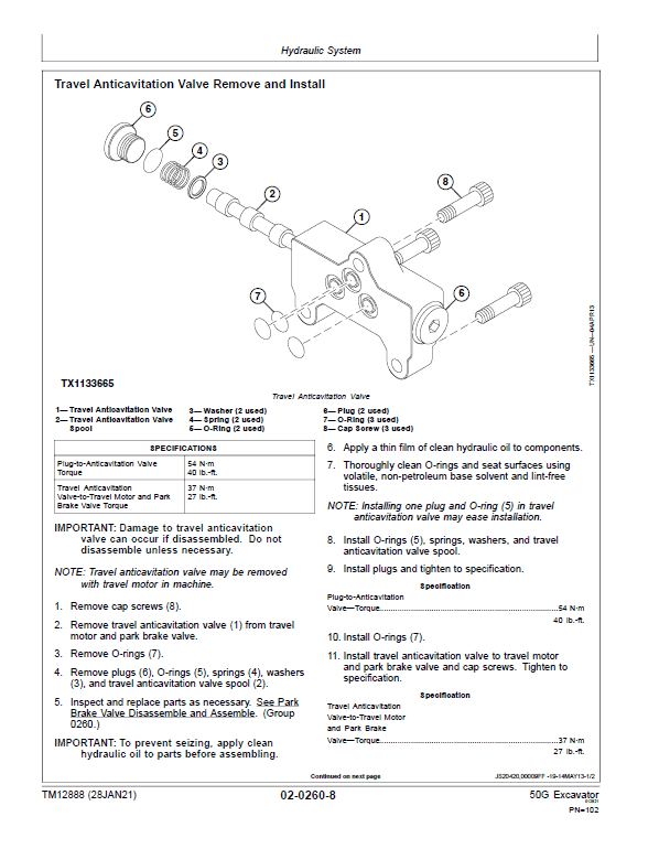 John Deere 50G Excavator Repair Technical Manual (S.N after H280001 – ) Workshop Guide