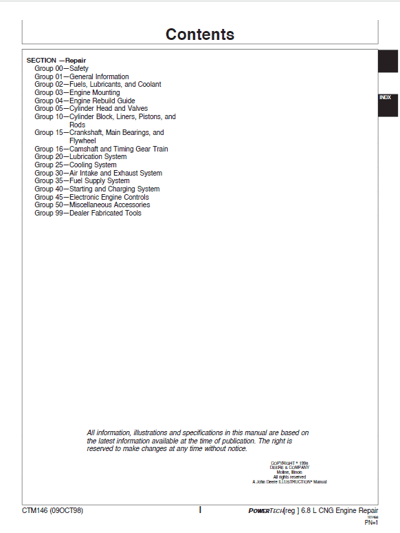 John Deere PowerTech 6.8L 6068 Natural Gas Engines Technical Manual (CTM146 and CTM113) Workshop Guide