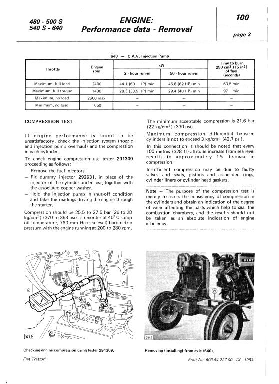 Fiat 480, 500S, 540S, 640 Tractor Workshop Service Manual Workshop Guide