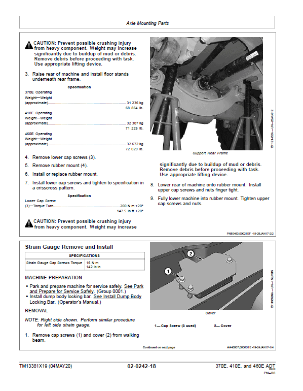 John Deere 370E, 410E, 460E Dump Truck Technical Manual (S.N. after C634583 & D668586 – ) Workshop Guide
