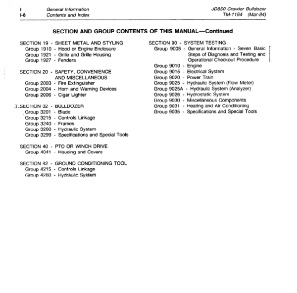 John Deere 850 Crawler Repair Technical Manual (TM1164) Workshop Guide