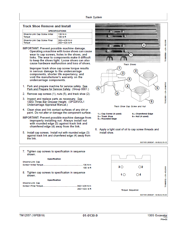 John Deere 130GLC Excavator Repair Technical Manual (S.N after D040001 – ) Workshop Guide