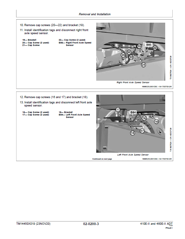 John Deere 410E II, 460E II Articulated Dump Truck Technical Manual (S.N. F708125 – ) Workshop Guide