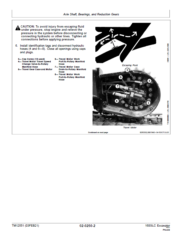 John Deere 160GLC Excavator Repair Technical Manual (PIN: 1FF160GX_ _D055001- ) Workshop Guide