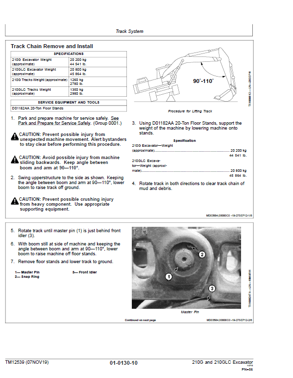John Deere 210G, 210GLC Excavator Repair Manual (PIN: 1FF210GX_ C520001 & D520001- ) Workshop Guide