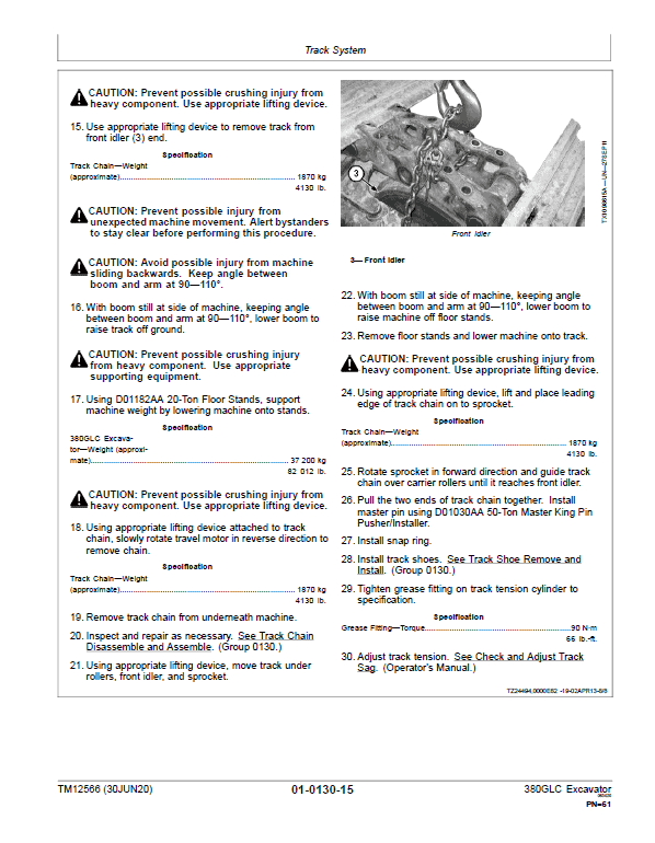 John Deere 380GLC Excavator Repair Technical Manual (S.N after E900001 – ) Workshop Guide