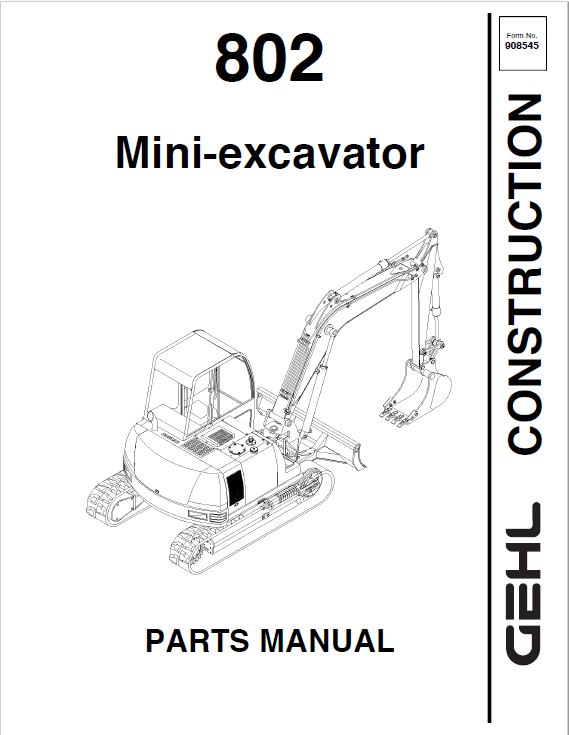Gehl GE 802 Crawler Excavator Repair Service Manual