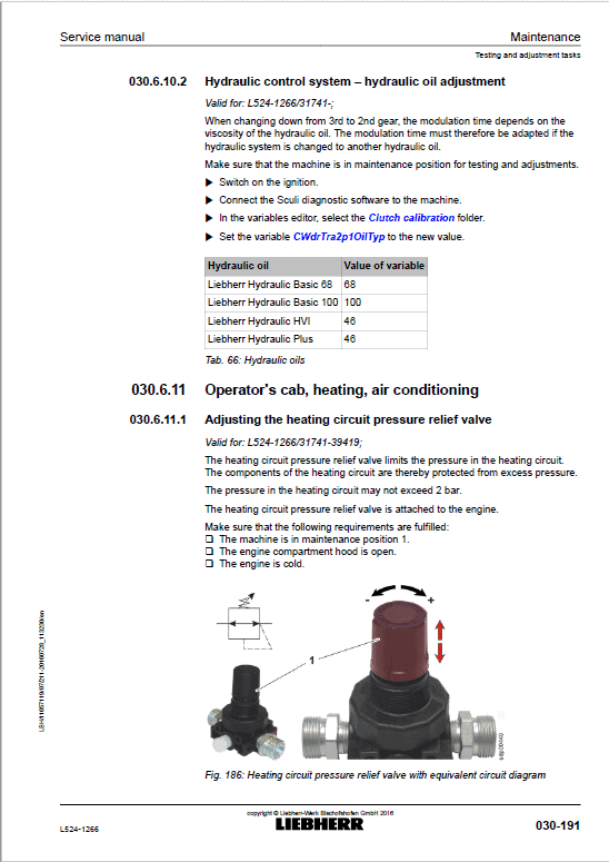 Liebherr L524 Type 1266 Wheel Loader Service Manual