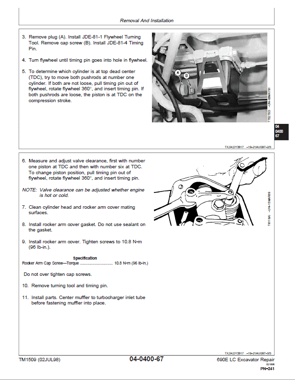 John Deere 690E LC Excavator Repair Technical Manual Workshop Guide