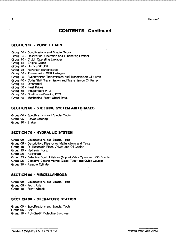 John Deere 2150, 2255 Tractors Repair Technical Manual Workshop Guide