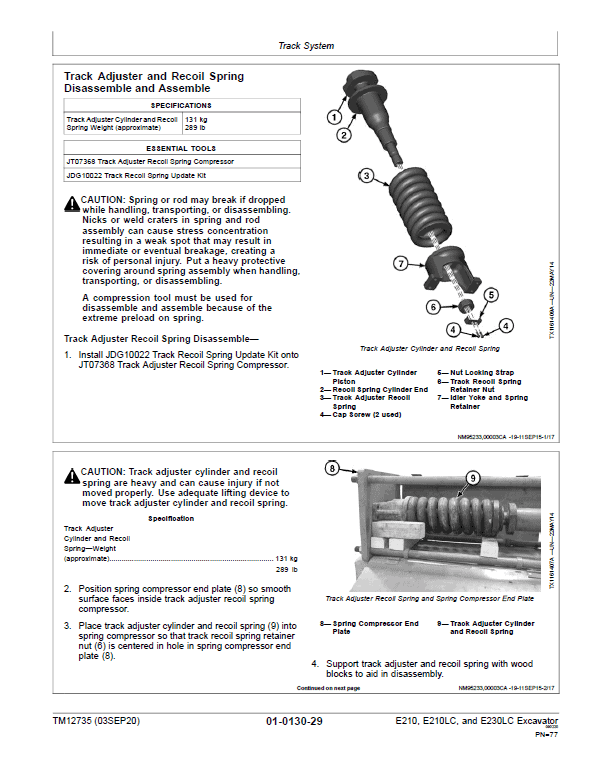 John Deere E210, E210LC, E230LC Excavator Technical Manual (S.N after C400021 & D400202) Workshop Guide