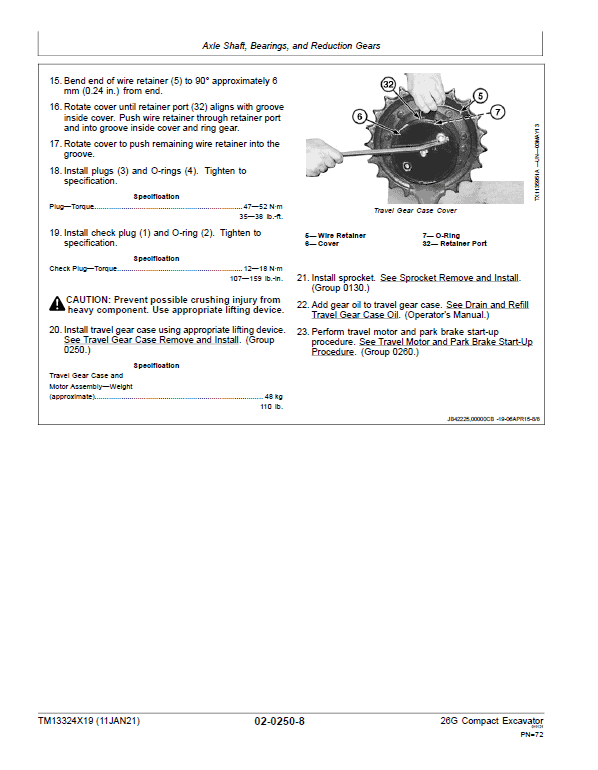 John Deere 26G Excavator Repair Technical Manual (S.N after K260001) Workshop Guide