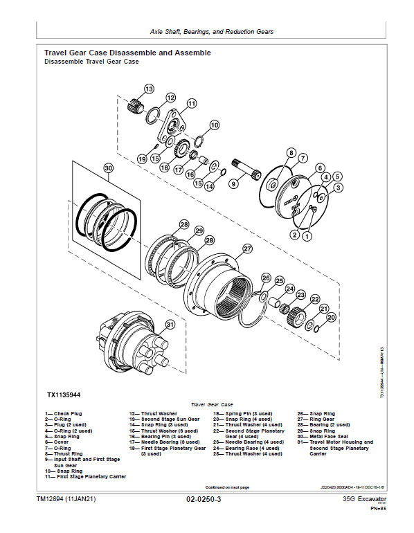 John Deere 35G Excavator Repair Technical Manual (S.N after K270001) Workshop Guide