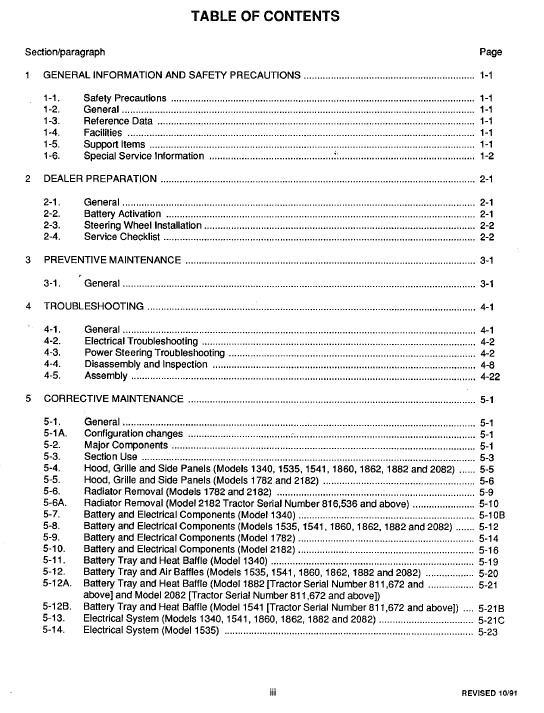 Cub Cadet 1860, 1862 and 1882 Service Manual Workshop Guide