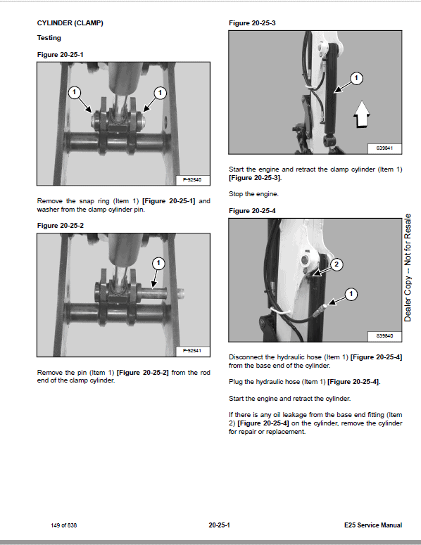 Bobcat E25 Excavator Repair Service Manual