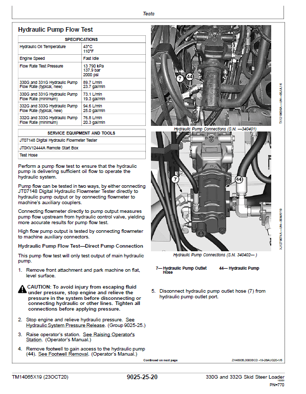 John Deere 330G, 332G SkidSteer Loader Technical Manual (S.N from E314413 – ) Workshop Guide