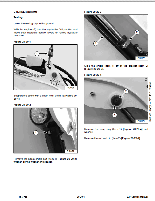 Bobcat E27 Excavator Repair Service Manual