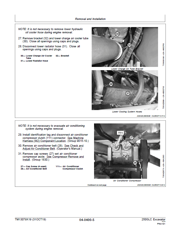 John Deere 250GLC Excavator Repair Technical Manual (PIN: 1F9250GX_ C608001 & D608001- ) Workshop Guide