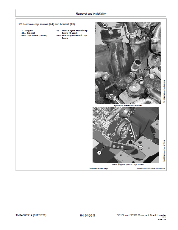 John Deere 331G, 333G Compact Track Loader Technical Manual (S.N E314413 – ) Workshop Guide