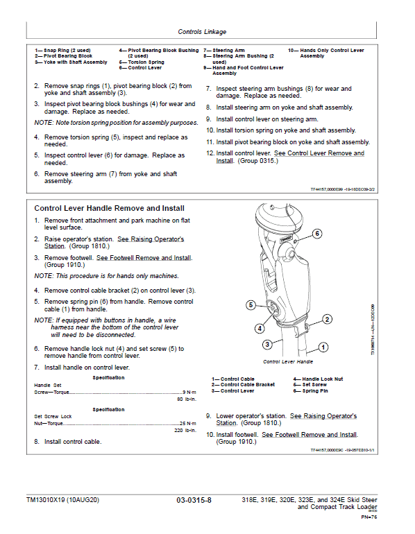 John Deere 319E, 323E SkidSteer Loader Technical Manual (Manual Controls – SN after J249321) Workshop Guide