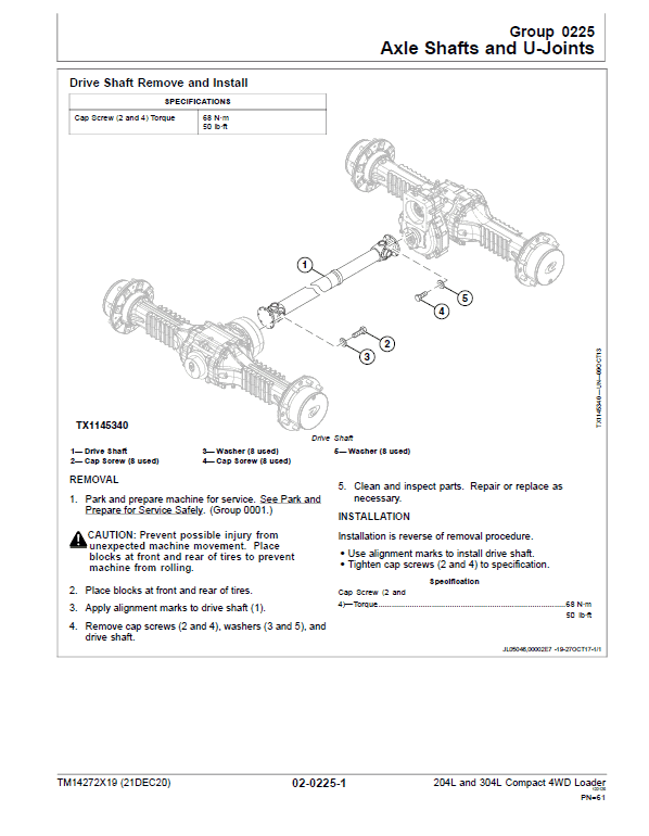 John Deere 204L, 304L 4WD Loader Technical Manual (S.N after B040073 -) Workshop Guide