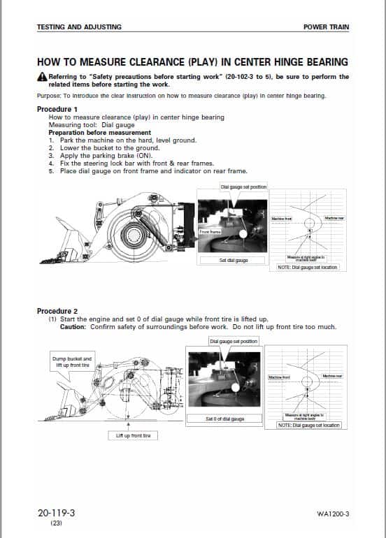 Komatsu WA1200-3 Wheel Loader Service Manual Workshop Guide