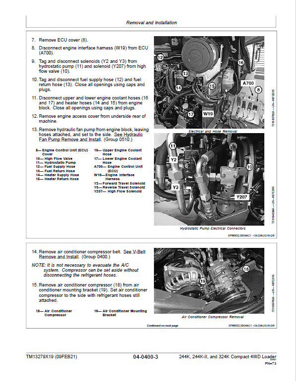 John Deere 244K, 244K-II, 324K Compact 4WD Loader Technical Manual ( S.N B034182 – ) Workshop Guide
