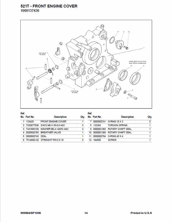 Gehl 521T Wheel Loader Operators and Parts Manual