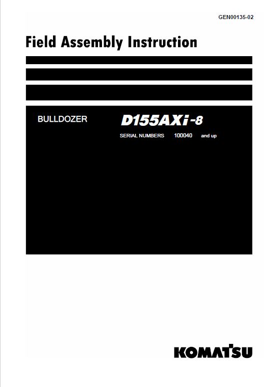 Komatsu D155AXi-8 Dozer Service Manual Workshop Guide