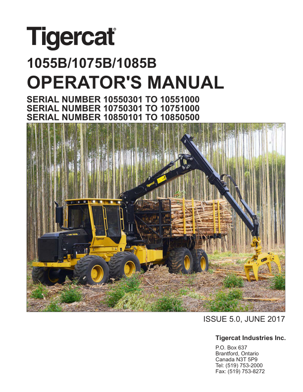 Tigercat 1055B, 1075B, 1085B Forwarder Repair Service Manual