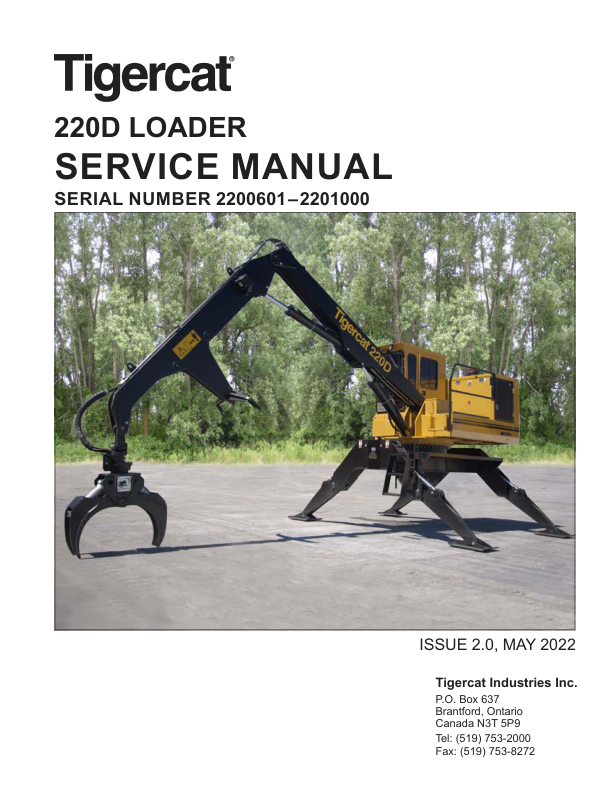 Tigercat 220D Loader Repair Service Manual (2200601 – 2201000)