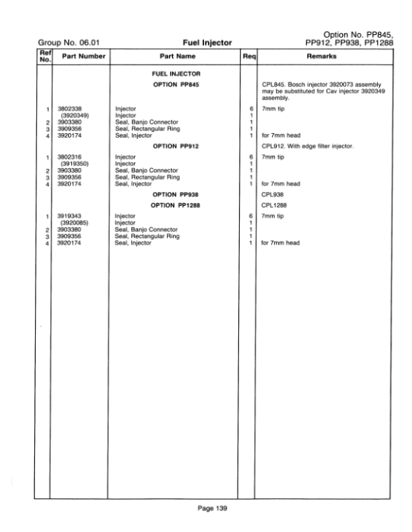 John Deere 6B, 6BT, 6BTA5.9 Series Cummins Engines Parts Catalog Manual Workshop Guide