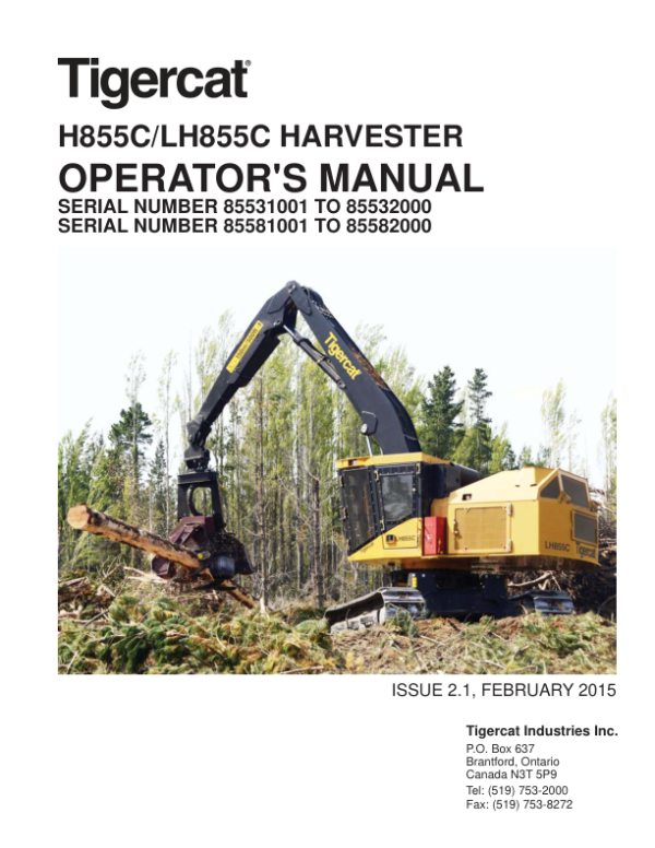 Tigercat H855C, LH855C Harvester Repair Service Manual