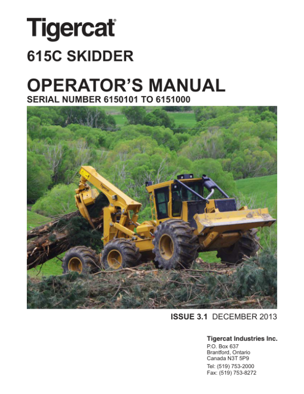 Tigercat 615C Skidder Repair Service Manual (6150101 – 6151000)
