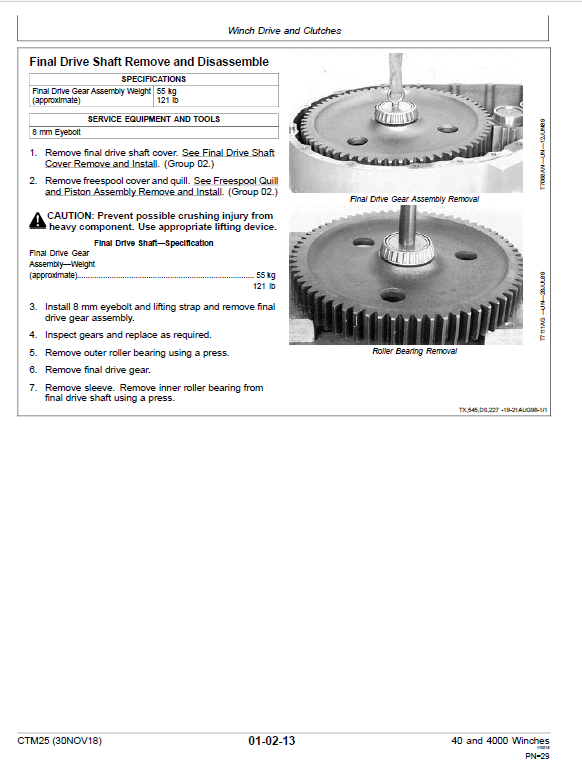 John Deere 40, 4000 Winches Component Technical Manual (CTM25) Workshop Guide