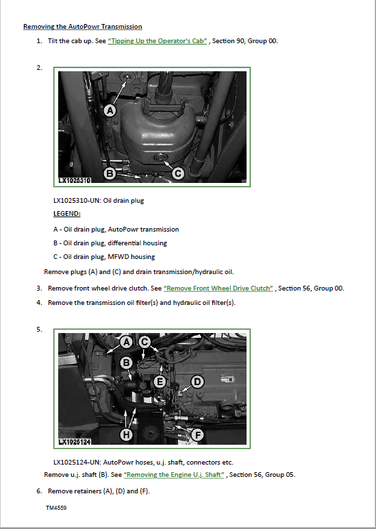 John Deere 6010, 6110, 6210, 6310, 6410, 6510, 6610 Tractor Technical Manual Workshop Guide