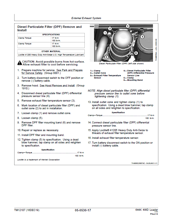 John Deere 644K 4WD Engine 6090HDW13 (iT4) Loader Technical Manual (S.N 634315 – 658064) Workshop Guide