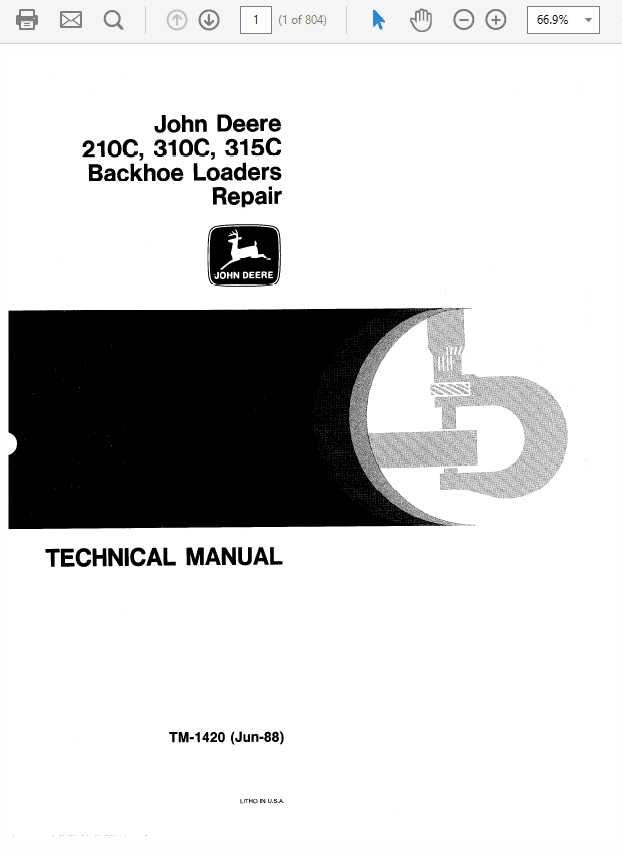 John Deere 210C, 310C, 315C Backhoe Loader Repair Technical Manual Workshop Guide