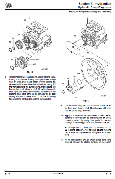JCB JS330 Tier 2 and Tier 3 Auto Tracked Excavator Service Manual Workshop Guide