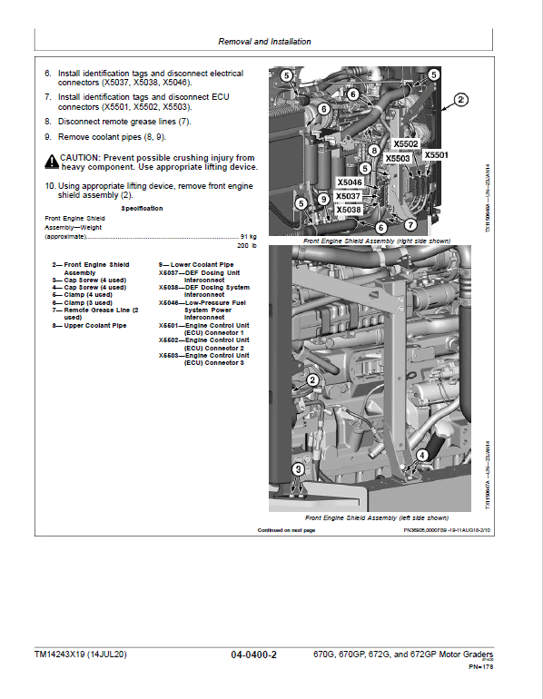 John Deere 670G, 670GP, 672G, 672GP Grader Technical Manual (S.N F680878 & L700954 – ) Workshop Guide