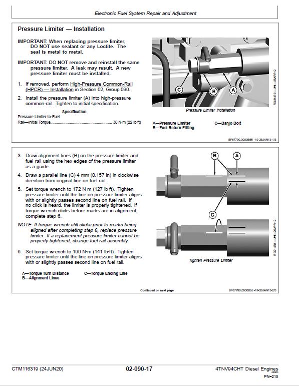 John Deere 4TNV94CHT Diesel Engine Component Technical Manual (CTM116319) Workshop Guide